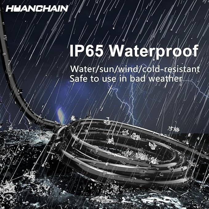 HUANCHAIN Indoor Outdoor Black Extension Cord 15 ft Waterproof, 16/3 Gauge - Image 5