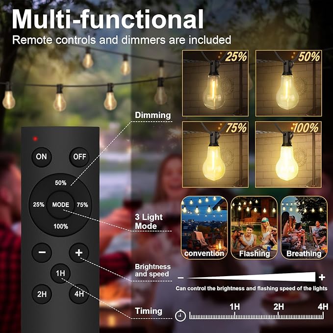 100FT Outdoor String Lights Waterproof - Image 3
