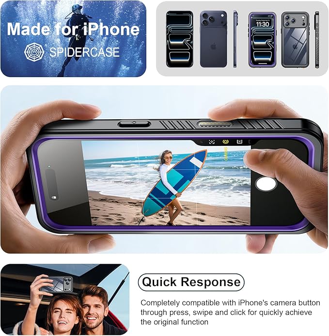 SPIDERCASE for iPhone 17 Pro Case Waterproof, Built-in Lens & Screen Protector - Image 7