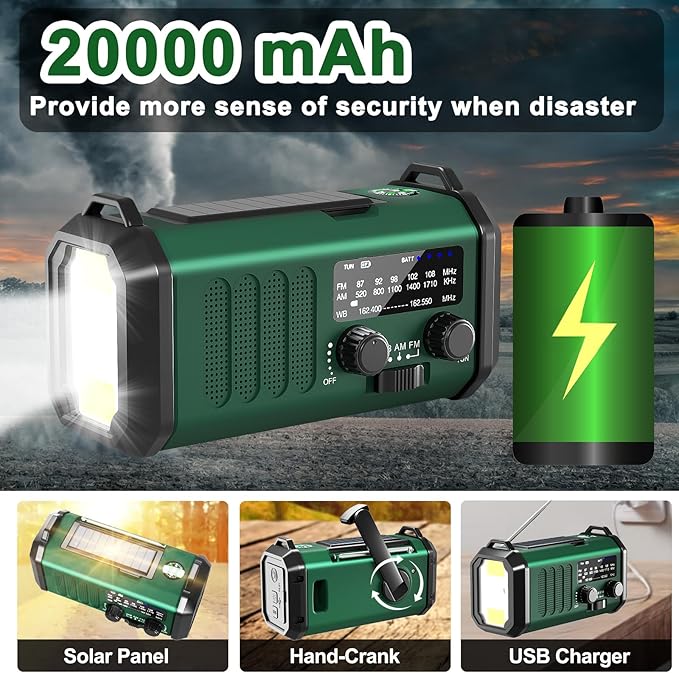 Emergency Radio-NOAA Weather Radio 20000mAh/74000mWh - Image 2