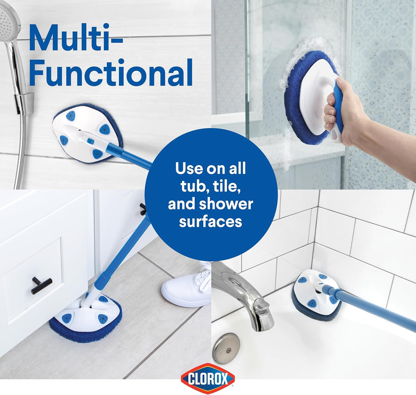 Clorox Extendable Tub and Tile Scrubber with Extra Pad
