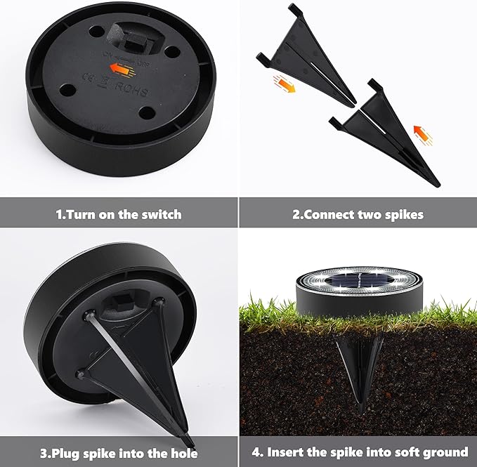 Joomer Solar Ground Lights, 12 Pack 8 LED Solar Lights Outdoor Waterproof IP68 - Image 5