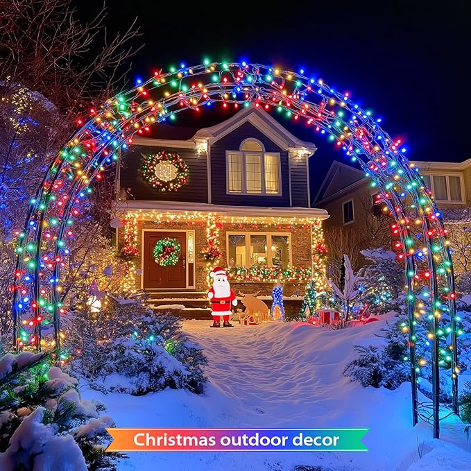 JMEXSUSS 600 LED Solar Christmas Lights Outdoor, 206.7 ft Multi Colored - Image 3
