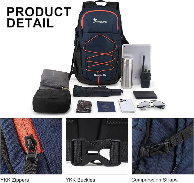 MOUNTAINTOP Hiking Backpack, 25/30L Camping Backpack, Men Women Hiking Daypack - Image 3
