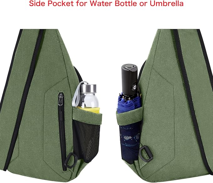 MOSISO Sling Backpack, Canvas Crossbody Hiking Daypack Bag - Image 7