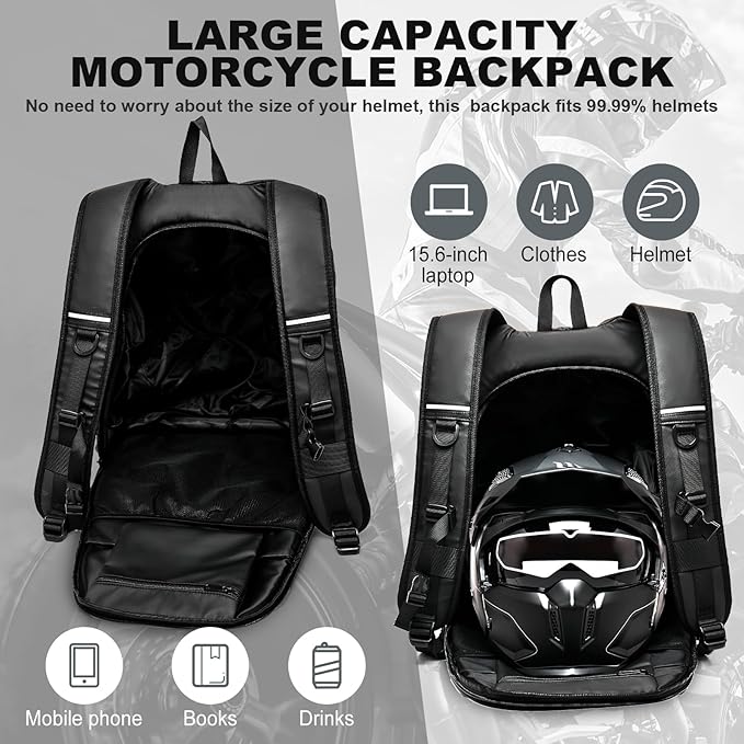 Motorcycle Helmet Backpack, Waterproof Riding Backpacks - Image 4