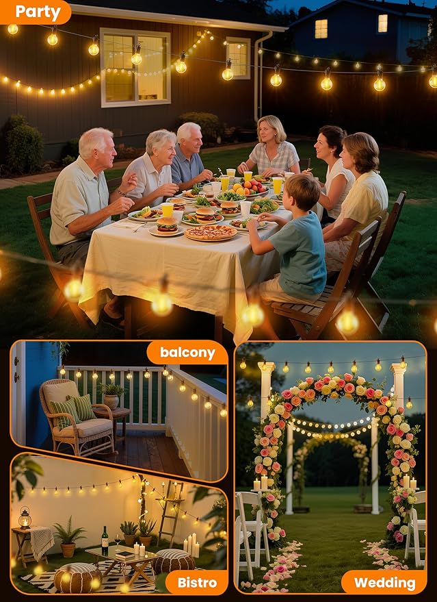 Outdoor String Patio Lights, 25FT 12 LED Patio Lights Waterproof, Connectable - Image 5