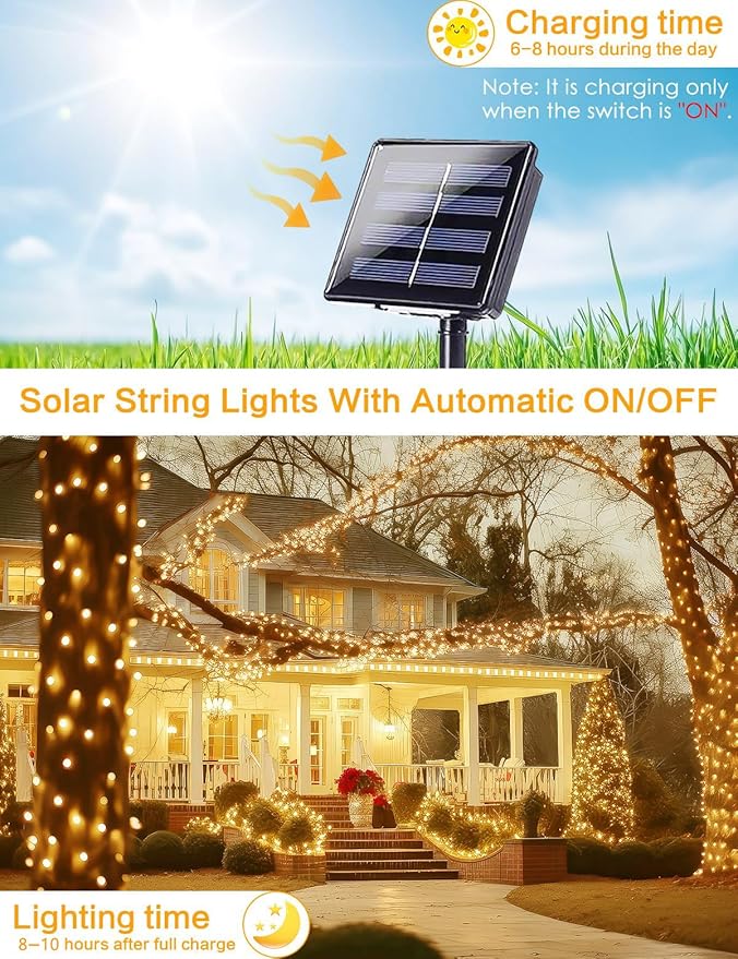 Solar String Lights Outdoor, 4 Pack 160FT 400 LED Solar Twinkle Lights - Image 4