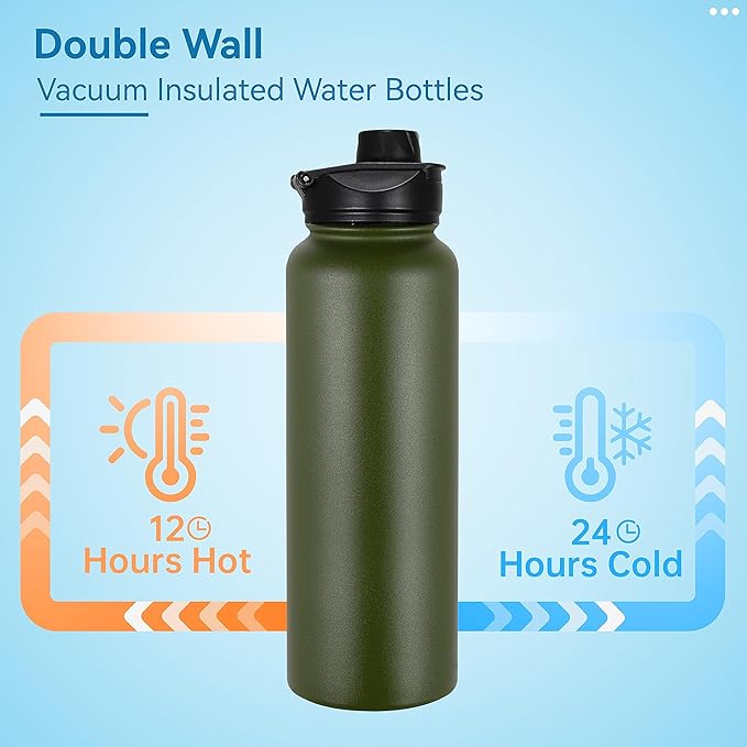 VEGOND 40 oz Insulated Water Bottle Stainless Steel Metal Water Bottles - Image 3