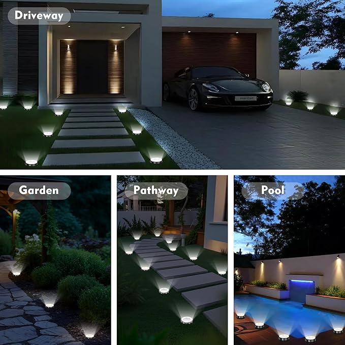 Solar Ground Lights Outdoor, 8 Pack Solar Lights Outdoor Waterproof, Mini Flat - Image 7