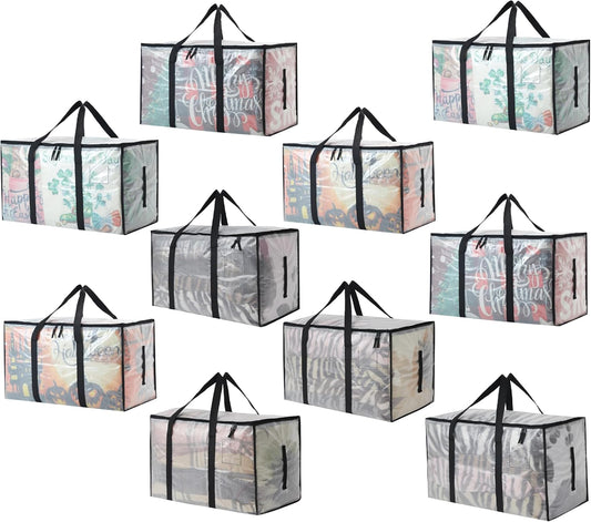 Heavy Duty 93L (24.5 Gallon) Stackable Storage Bins with Fully Openable Lids, Moving Bags Heavy Duty, Clear Plastic Totes for Moving Storage, Home Organization, Closet, Dorm Room. 10 pack