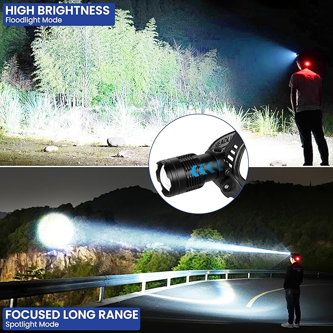azamine LED Headlamp Rechargeable 2Pack, 99000 Lumens Bright Head Lamp - Image 5