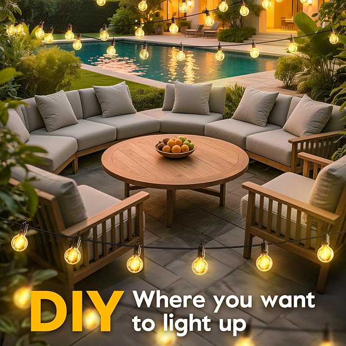 Minetom Solar Outdoor Lights - 38Ft 15 LED Waterproof Solar String Lights - Image 4