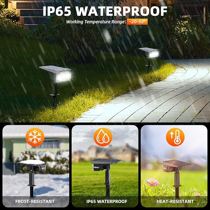 LEREKAM Solar Spot Lights Outdoor, IP65 Waterproof 40 LEDs Landscape Spotlights - Image 2