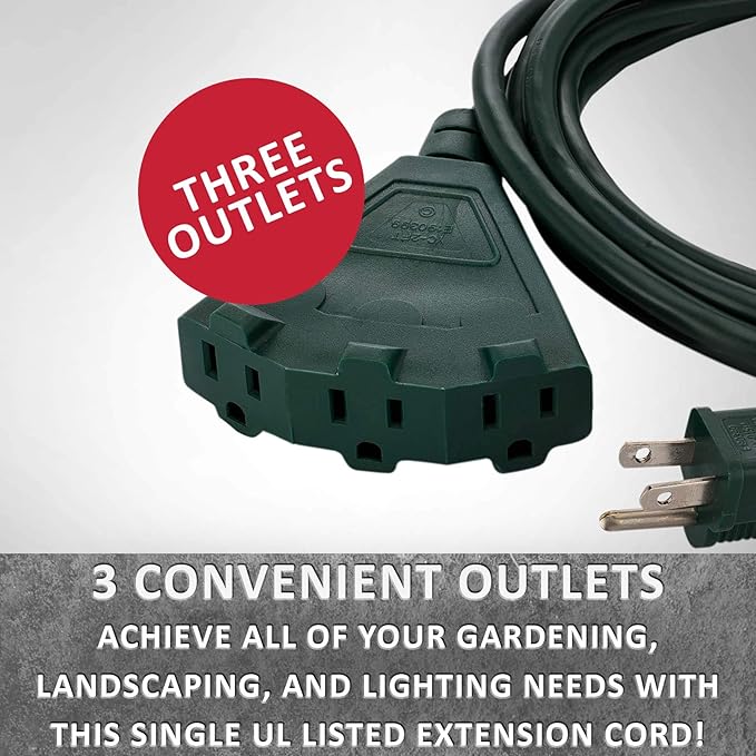 Holiday Lighting Outlet 50-Foot Green Extension Cord, 3-Prong Indoor & Outdoor - Image 6