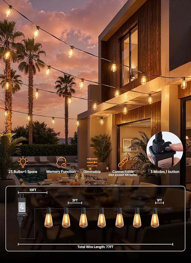 Minetom 77FT Outdoor String Lights - Image 7