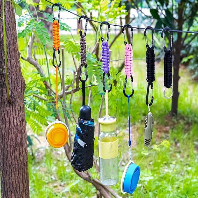 BRAVESHINE Paracord Keychain Carabiner Clip, D Ring Lanyard Hanger Stroller Hook - Image 7