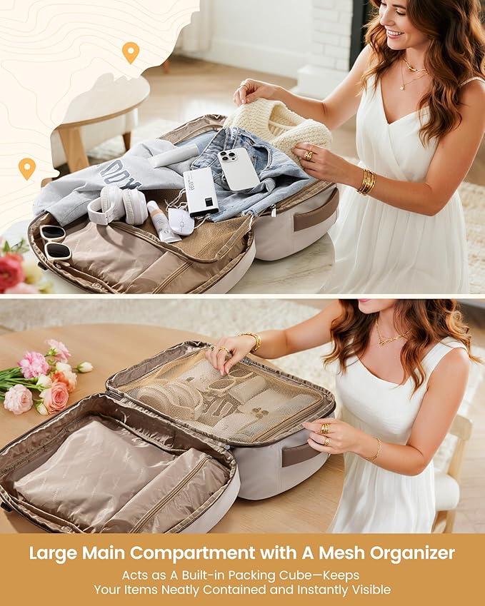LOVEVOOK 40L Travel Backpack for Women, Airline Approved Carry On Luggage - Image 3