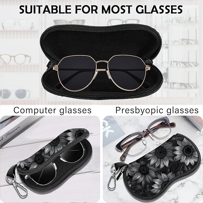 Glasses Case Sunglasses Eyeglass Soft Case Zipper Light Neoprene Pouch - Image 3