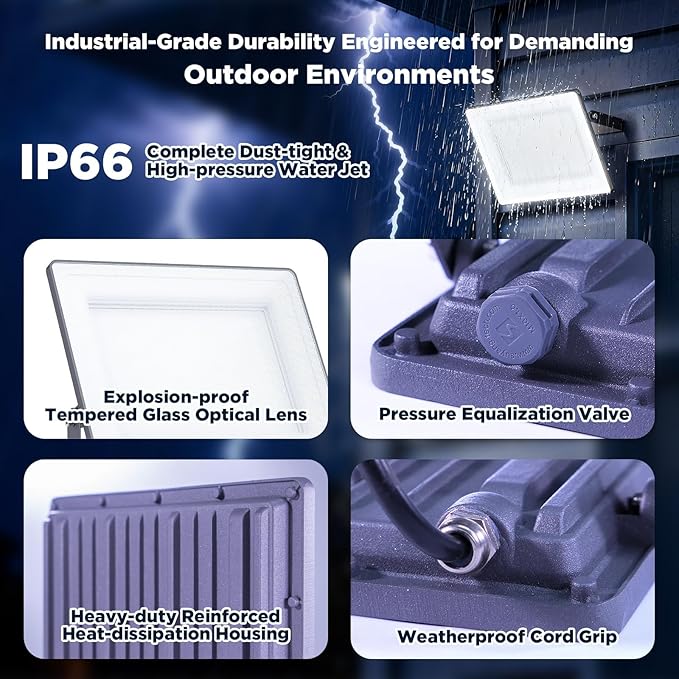 100W 12000LM Flood Lights Outdoor, Bright LED Work Light - Image 6