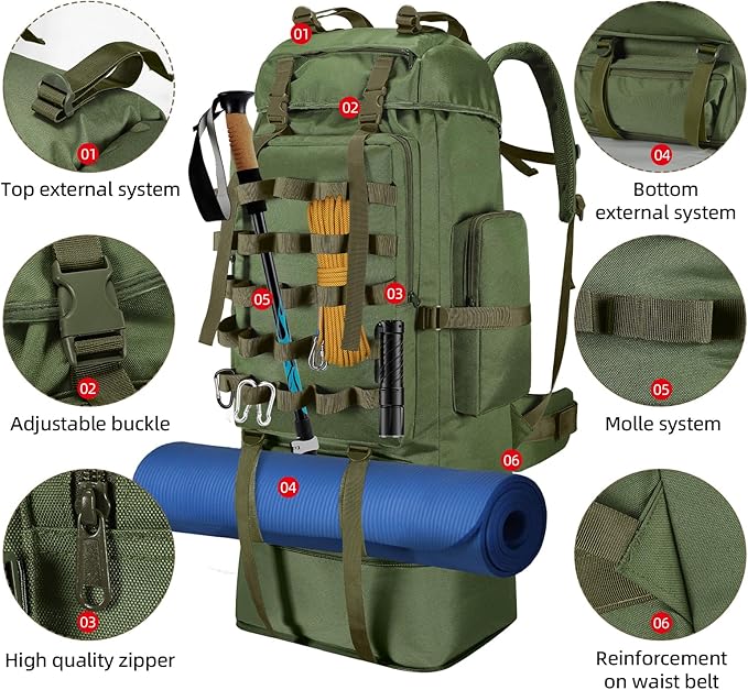 70L/100L Camping Hiking Backpack - Image 4