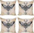 Ambesonne Fantasy Throw Pillow Cushion Case Pack of 4, Dead Head Hawk Moth Luna by Ambesonne