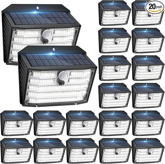 Solar Motion Lights Outdoor, Ultra Bright Solar Fence Lights by Claoner