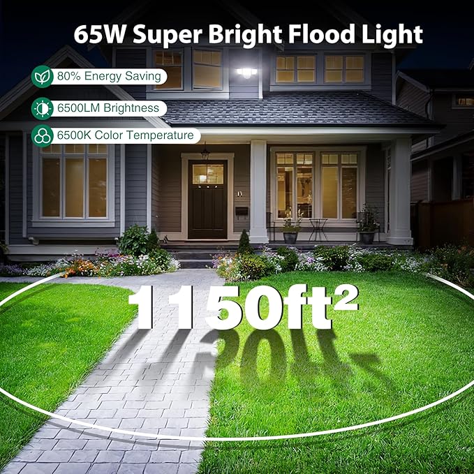 65W LED Flood Light Outdoor, 6500 Lumen Super Bright Security Lights, 3 - Image 6