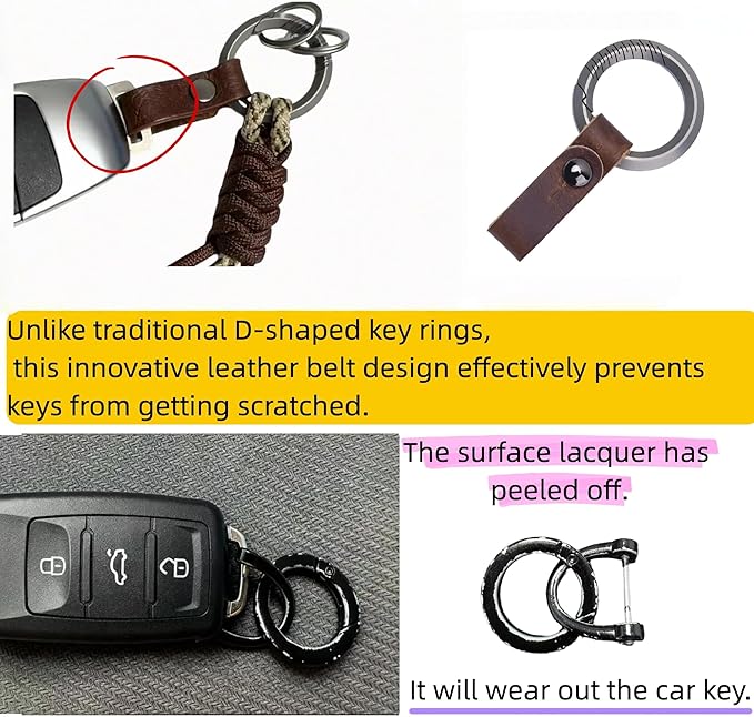Titanium Alloy Keychain Clip & Leather Loop - Image 7