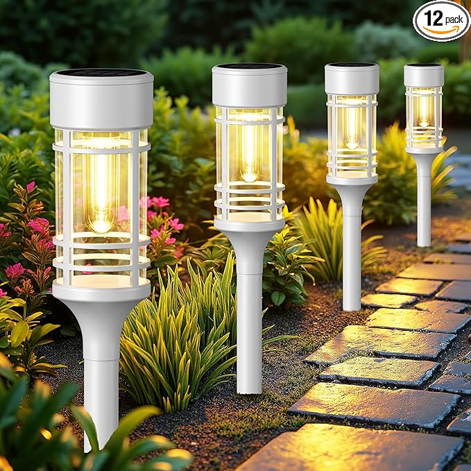 LETMY 12 Pack Solar Pathway Lights Outdoor, Bright Solar Lights Outdoor by Letmy