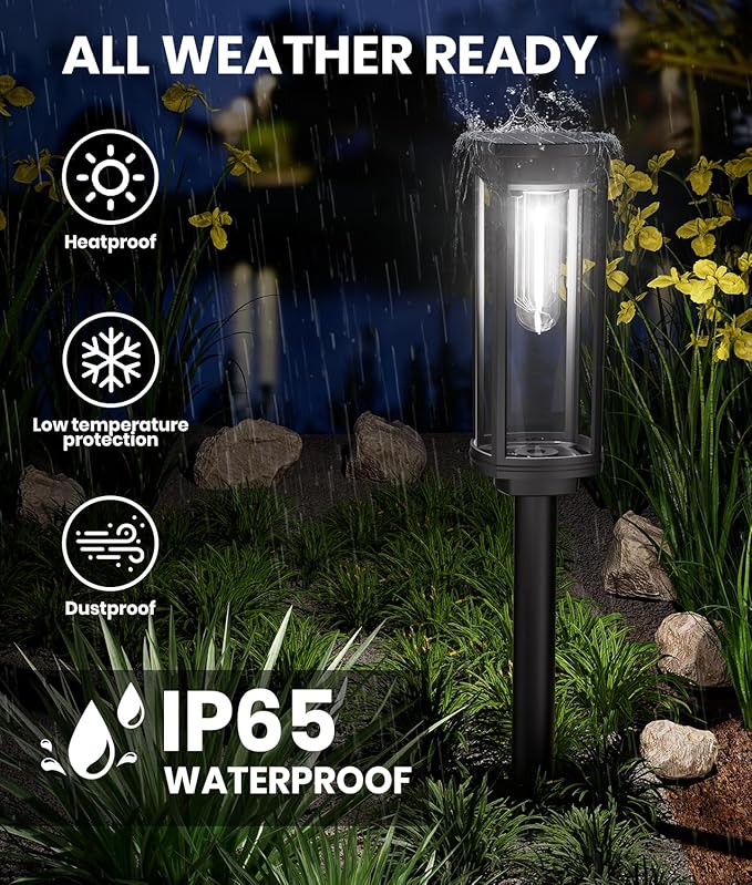 NEWMESSI 12 Pack Solar Pathway Lights Outdoor, Super Brightness IP65 Waterproof - Image 4