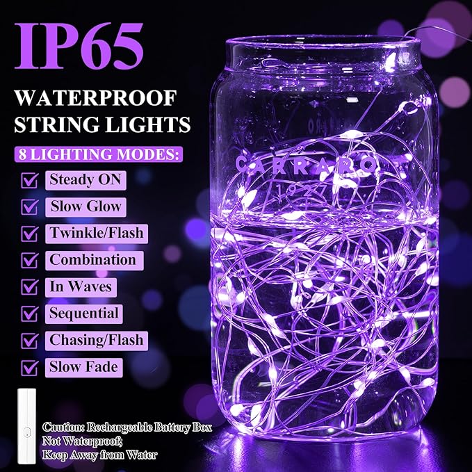 Lakumu Rechargeable Fairy Lights Battery Operated, String Lights - Image 5