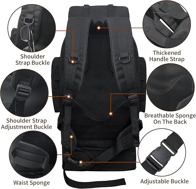 70L/100L Hiking Backpack with USB Charging Port, Expandable Large Military - Image 4