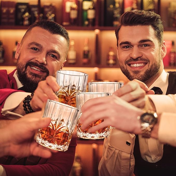 8 Sets Plastic Whiskey Glasses 14 oz Unbreakable Whiskey Drinking Glasses Old - Image 7