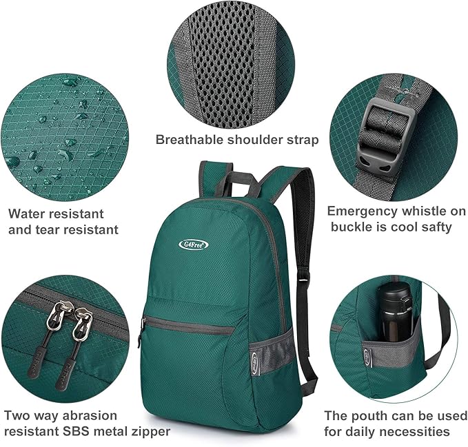 G4Free 20L Lightweight Packable Backpack Travel Hiking Daypack Foldable Backpack - Image 3