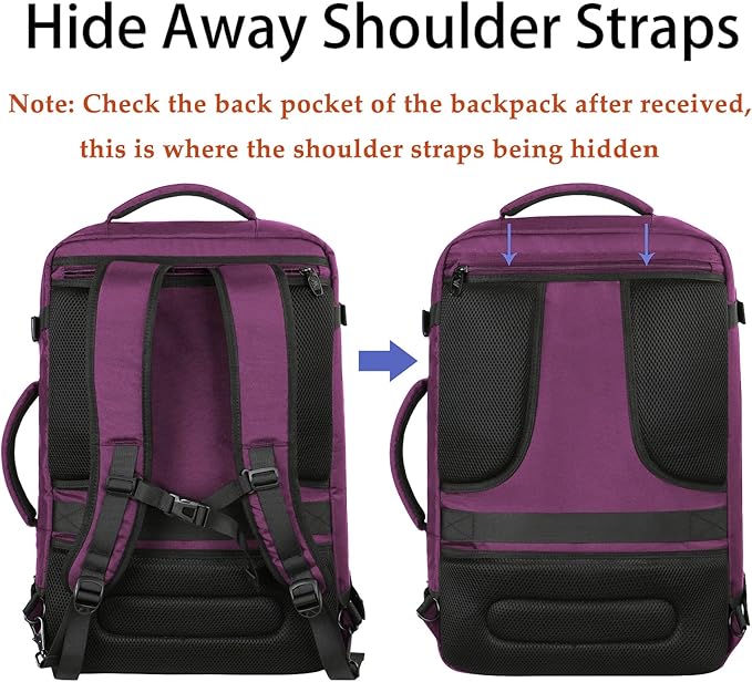 MATEIN Large Purple Travel Backpack, Water Resistant Airplane Backpack - Image 6