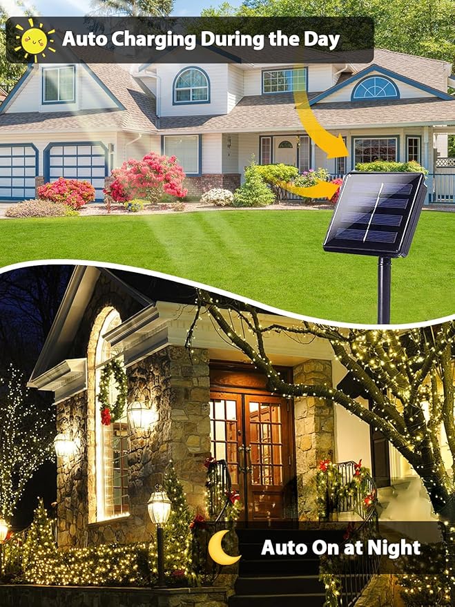 6 Pack 600 LED Solar String Lights - Image 2