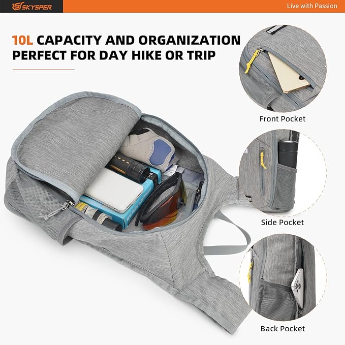 SKYSPER 10L Hiking Backpack Small Hiking Daypack Packable Lightweight Travel - Image 3