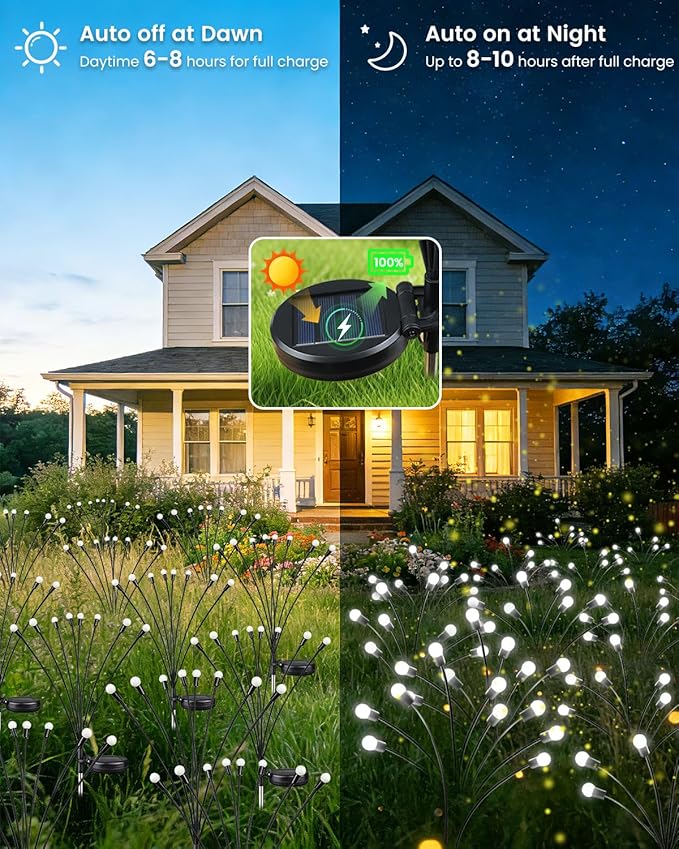 OZS 6 Pack Total 48 LED Solar Firefly Lights Fairy Outdoor - Image 3