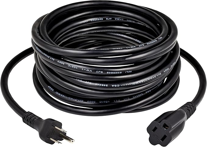 Amazon Basics Extension Cord, 25 Ft, 3 Prong Outlet Extender, Indoor Power Cord - Image 2