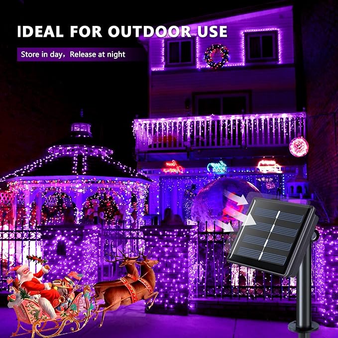 JMEXSUSS 4 Pack Purple Solar String Lights Outdoor Waterproof, 100 LED 33ft - Image 4