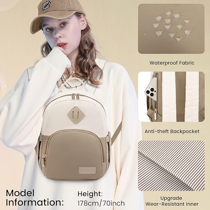 LOVEVOOK Mini Backpack for Women Light Weight Small Waterproof Backpack Purses - Image 7