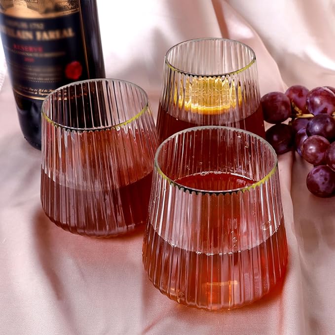 Lueumxc 40 Pack Plastic Ribbed Wine Glasses, 14Oz Origami Disposable Wine - Image 4