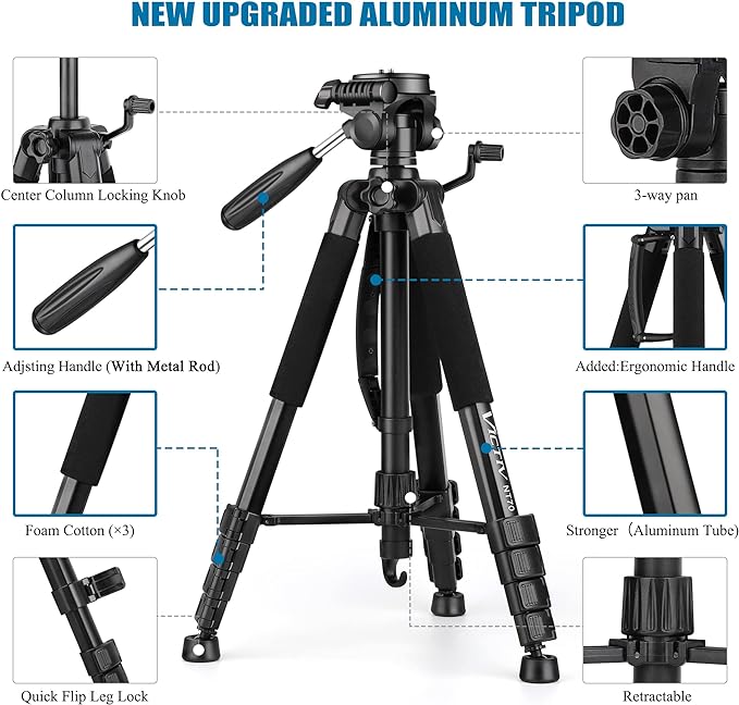 VICTIV 74” Camera Tripod, Tripod - Image 6