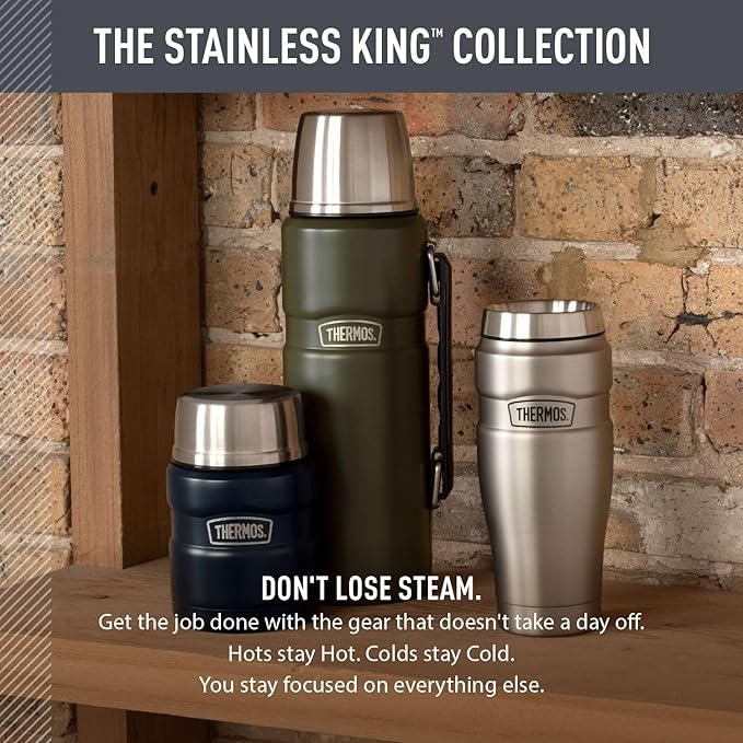 THERMOS Stainless King Vacuum-Insulated Beverage Bottle, 40 Ounce, Midnight Blue - Image 6