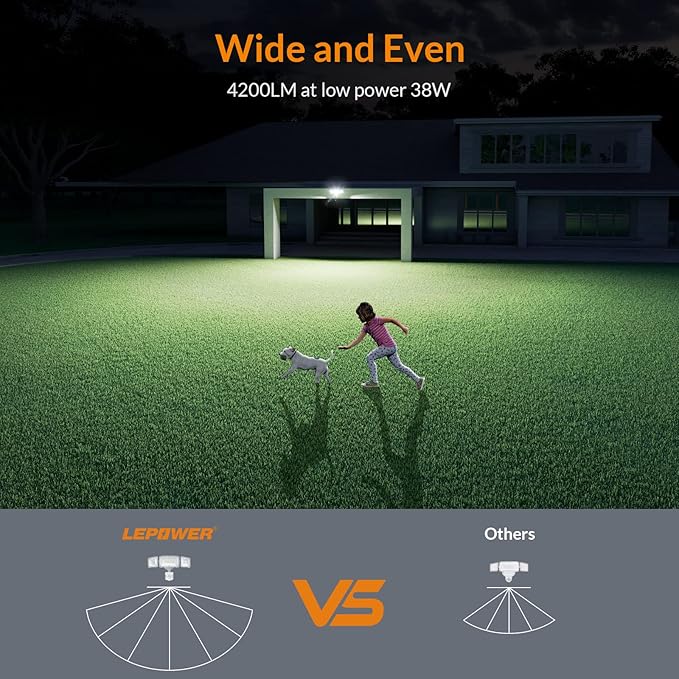 LEPOWER LED Security Lights Motion Sensor Light Outdoor, 38W 4200LM Light - Image 4