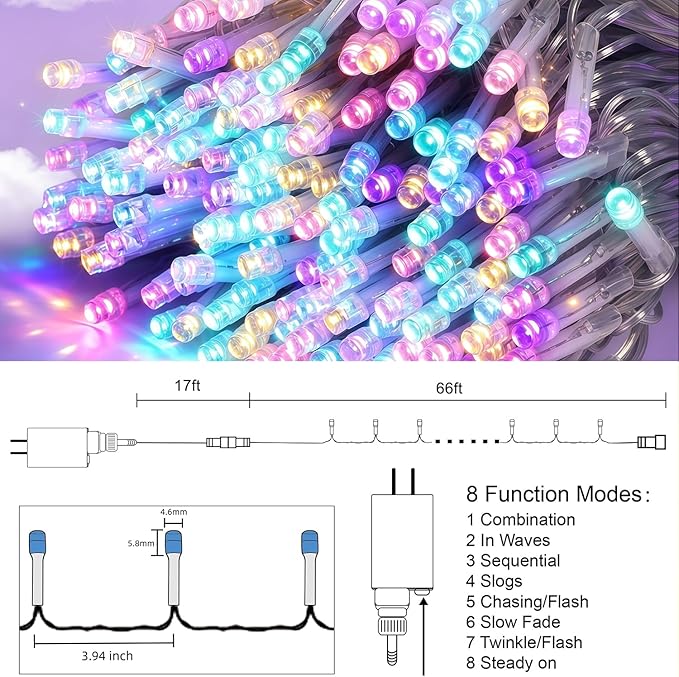 HOME LIGHTING 66ft Easter Decorative Mini Lights, 200 LED Clear Wire Fairy - Image 4