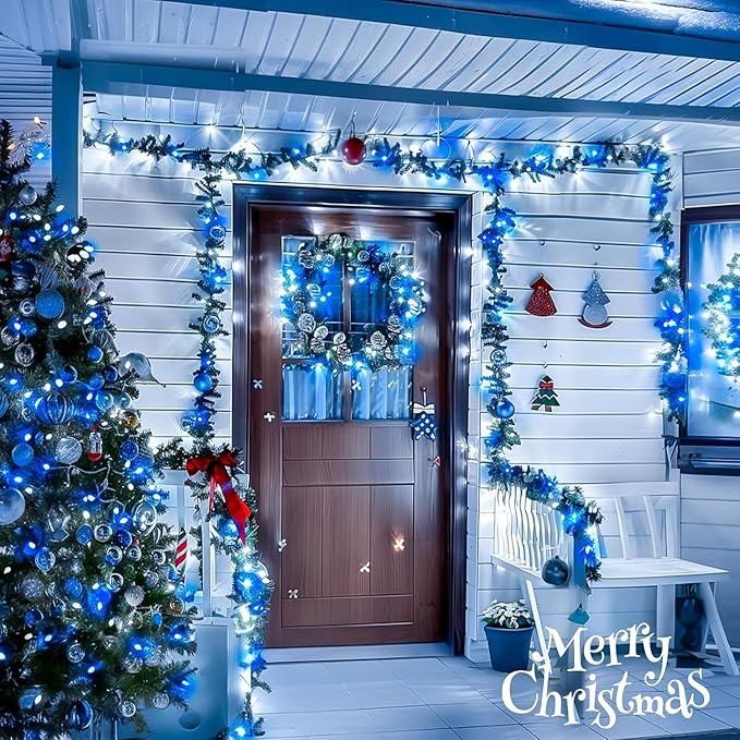 JMEXSUSS 400 LED Christmas Lights Indoor Outdoor, 132 ft 8 Modes Blue and White - Image 2