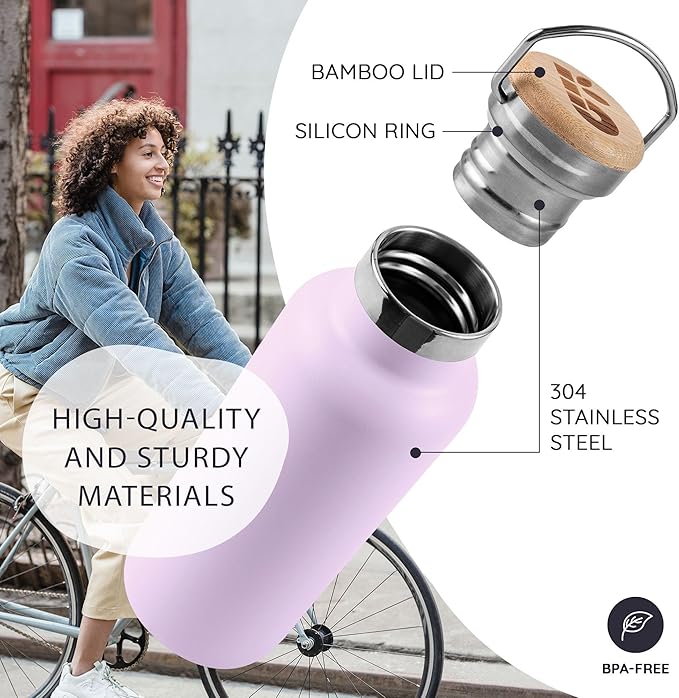 Bambaw Insulated Water Bottle 16 oz, Stainless Steel Water Bottle - Image 2