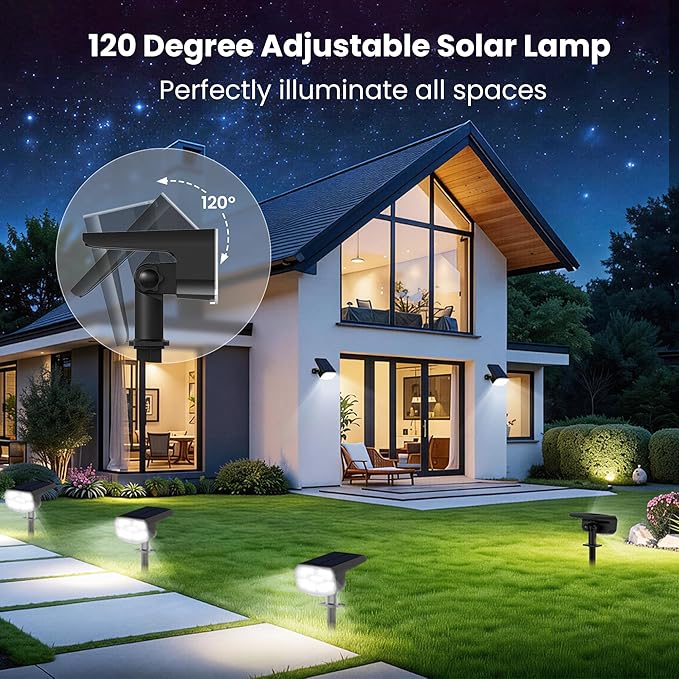 Solar Spot Lights Outdoor Waterproof IP65, 6 Pack, Cool Light, 2 Lighting Modes - Image 5